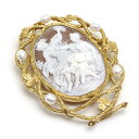 【中古】シェルカメオ K18YG 楕円形 淡水パール ブローチ ペンダントトップ【質屋鑑定品】