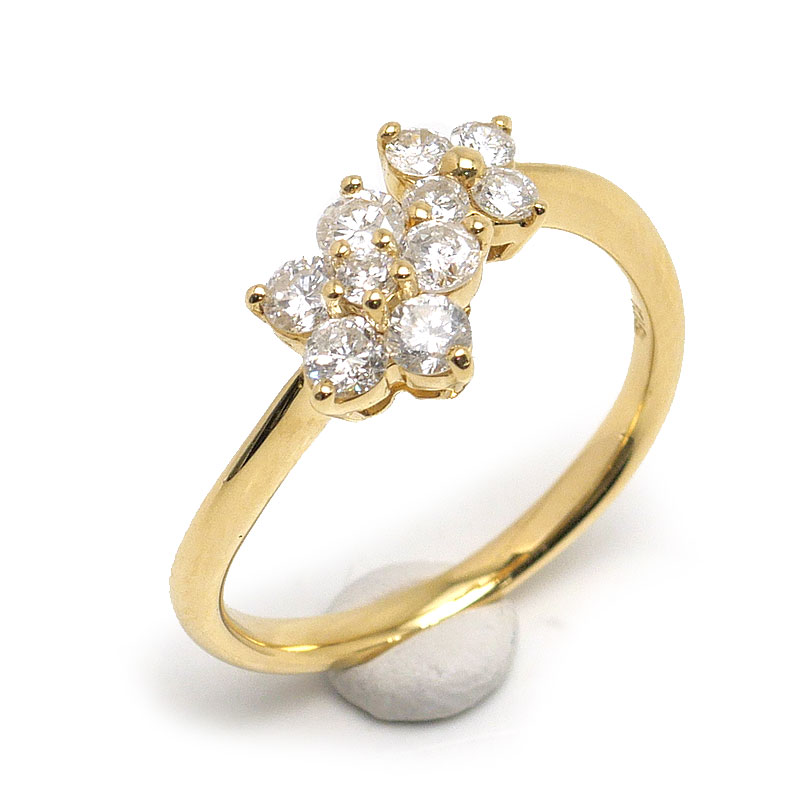 乐天商城 - 【中古】ダイヤモンドリング K18YG・ダイヤ0.50ct フラワーモチーフ【質屋鑑定品】