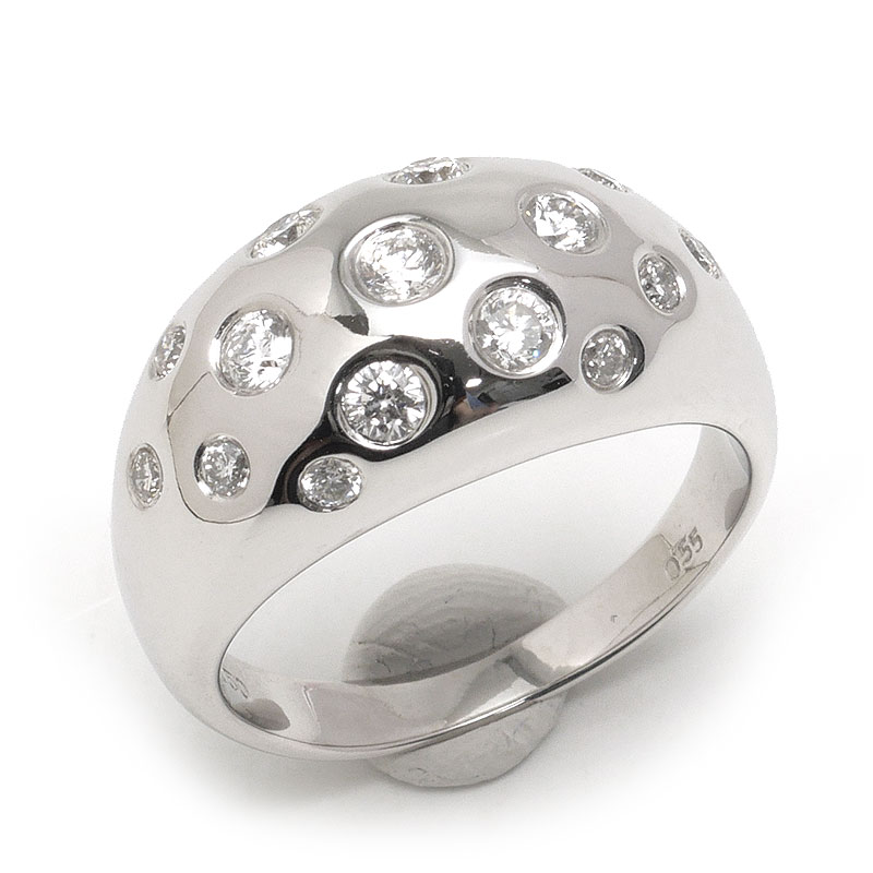 乐天商城 - 【中古】ダイヤモンドリング 約10号 K18WG・ダイヤ0.55ct ドットデザイン【質屋鑑定品】