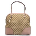 【中古】グッチ GUCCI トートバッグ 323673 GGキャンバス ショルダーバッグ 肩掛け ピンクベージュ A4対応【質屋鑑定品】