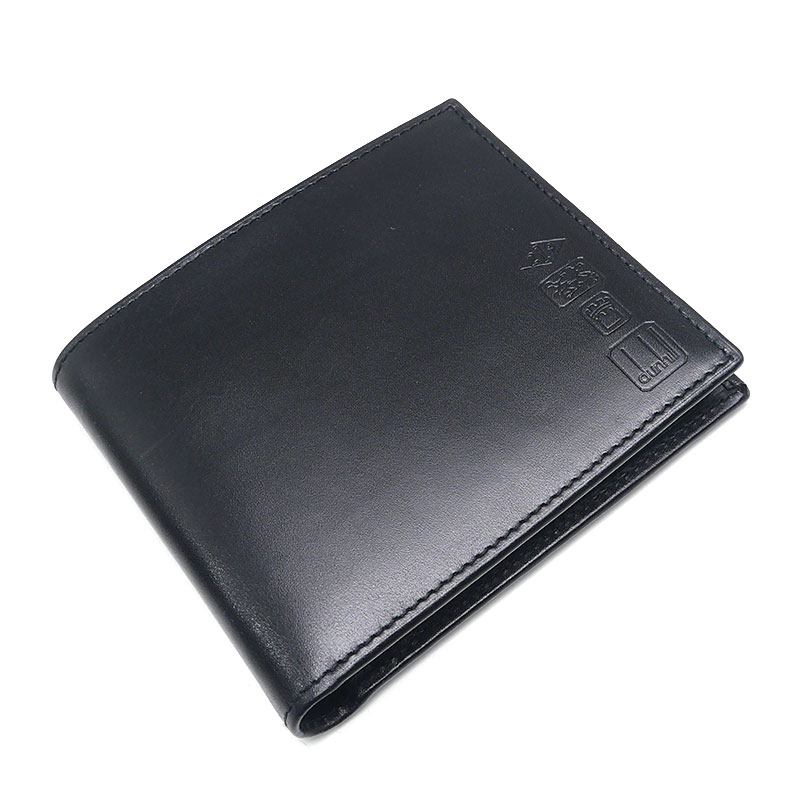 【中古】ダンヒル dunhill 2つ折り札入れ ブラック レザー メンズ 小銭入れなし【質屋鑑定品】