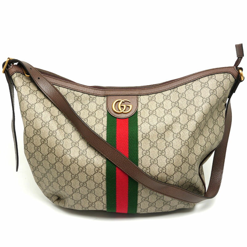 【中古】グッチ GUCCI オフィディア GGスプリーム ショルダーバッグ 547939 ベージュ系×ブラウン A4サイズ対応【質屋鑑定品】