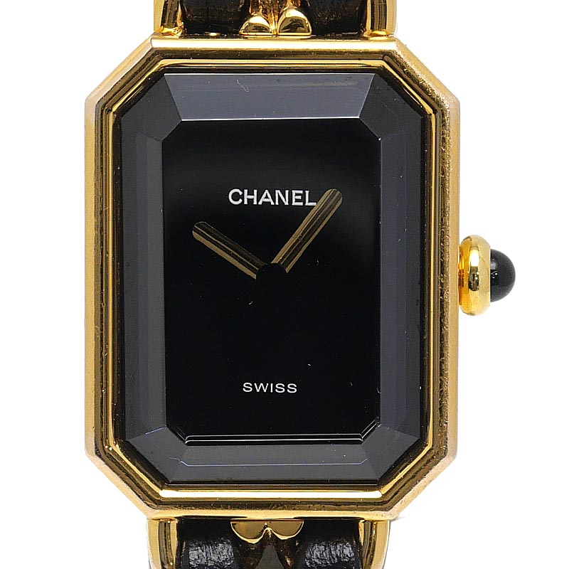 【中古】シャネル CHANEL プルミエール Mサイズ H0001 クォーツ 黒文字盤 レディース 腕時計【質屋鑑定品】