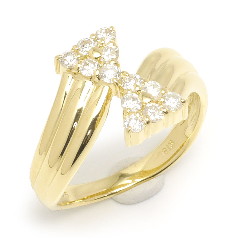 乐天商城 - 【中古】ダイヤモンドリング 約11.5号 K18YG・ダイヤ0.35ct トライアングル 三角【質屋鑑定品】