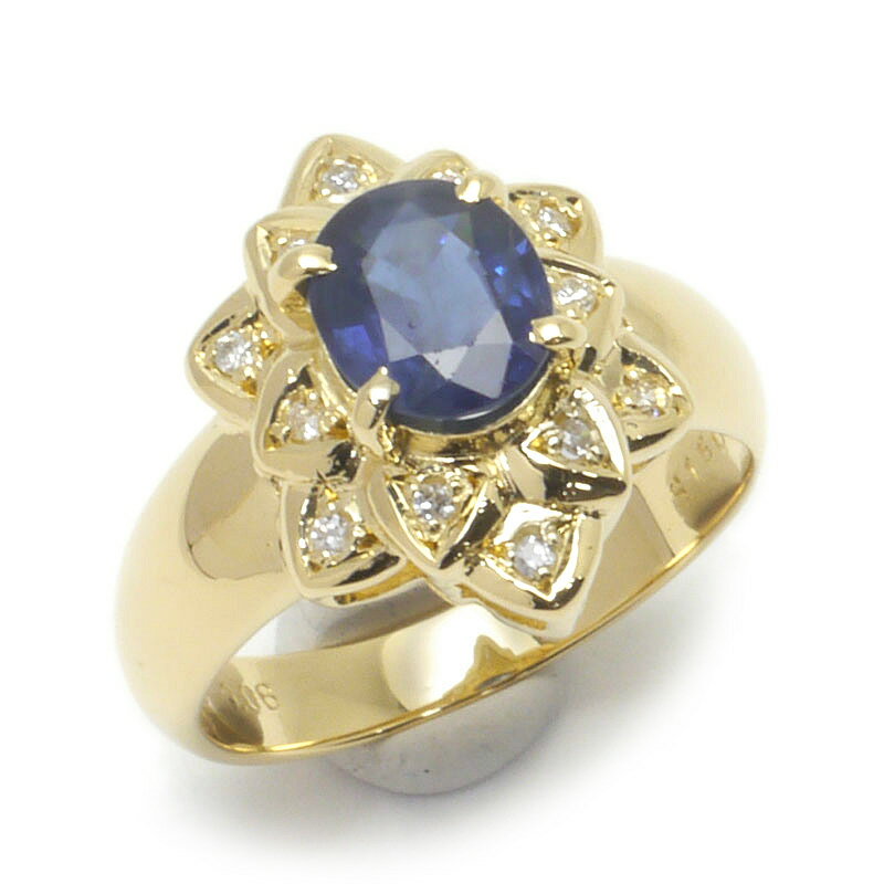 乐天商城 - 【中古】サファイアダイヤモンドリング 約11.5号 K18YG・S1.50ct・D0.08ct【質屋鑑定品】