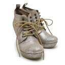 【中古】ディーゼル DIESEL レースアップブーティ ウェッジヒール ベージュ・ブラウン系【質屋鑑定品】