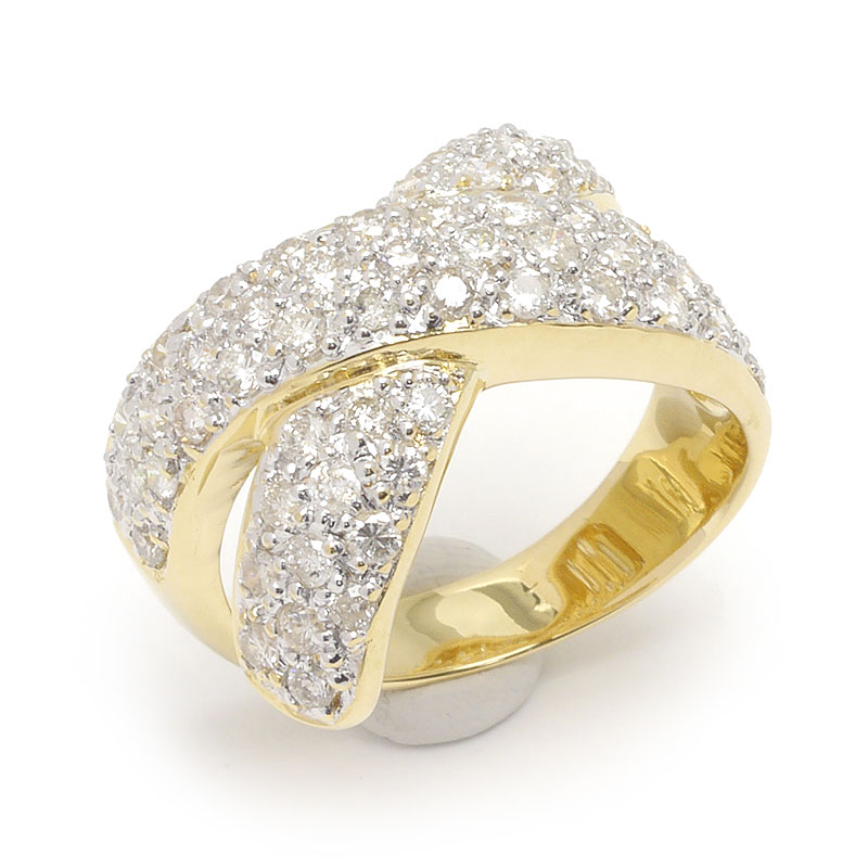 乐天商城 - 【中古】ダイヤモンドリング #13 約13号 K18YG・ダイヤ1.50ct 交差デザイン 【質屋鑑定品】