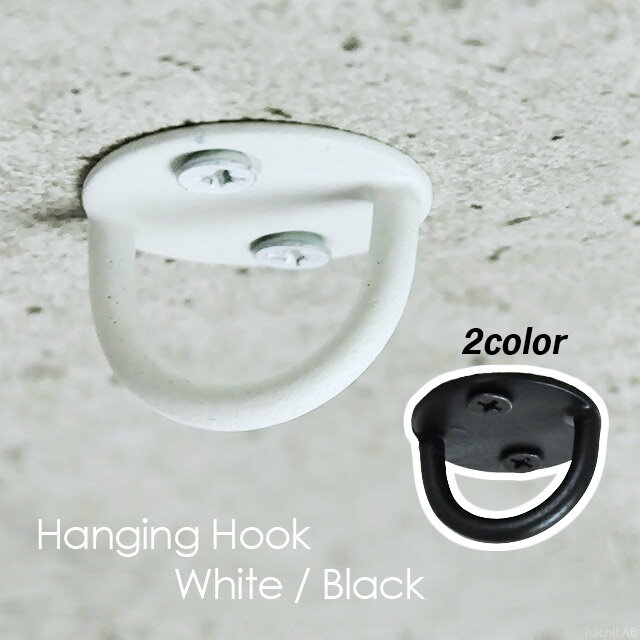 アイアン ハンギングフック （White Black）CLOSE型 アイプレート/吊り金具 園芸 収納【メール便発送可】