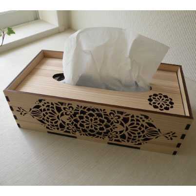 【国産れいほく杉】もくレース ティッシュBOX...の紹介画像3