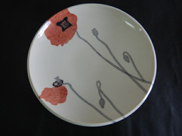 芥子6寸皿花柄小皿陶器焼物食器皿陶...