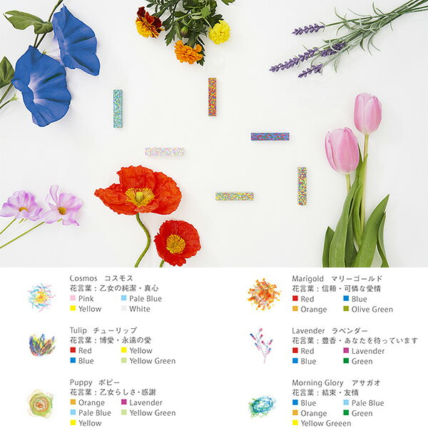 色彩豊かなお花畑のクレヨン 送料無料 あおぞら クレヨン ドット フラワー Dot Flower Crayon ベビーグッズも大集合 画材 お花畑 凝縮 印象的 花 カラーチップ アオゾラ モザイク