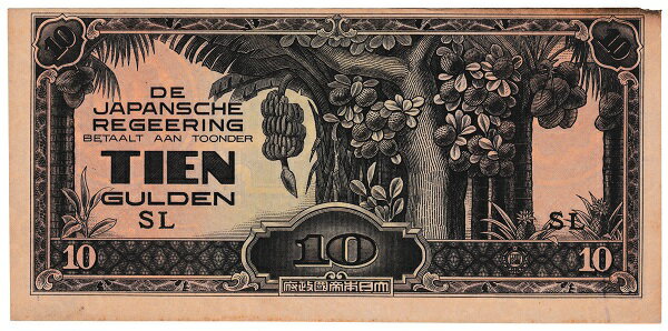 大東亜戦争軍票　【蘭印方面】は号10グルデン　極美品