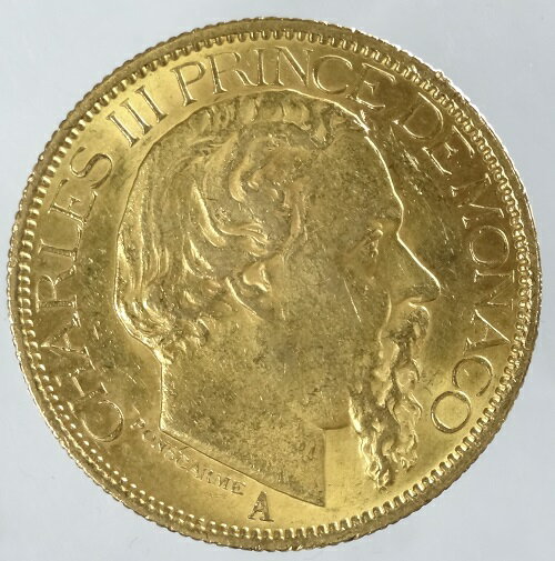 モナコ公国　チャールズ3世　100フラン金貨　1886年（A)極美品