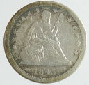 アメリカ　Seated Liberty Quarter　自由の女神座像　25セント銀貨　1843年-O