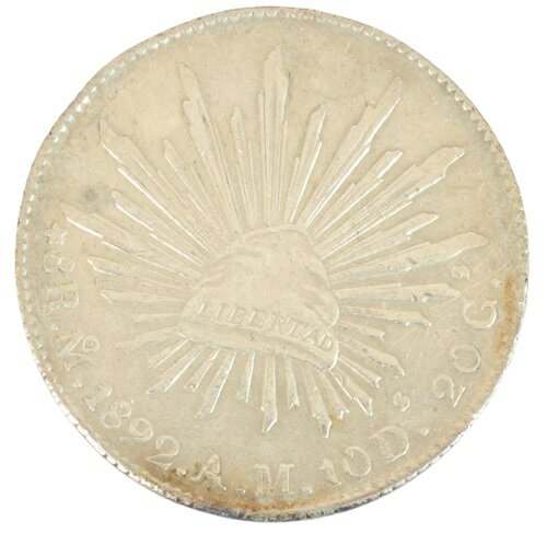 メキシコ　貿易銀　8レアル銀貨　1892年-Mo AM