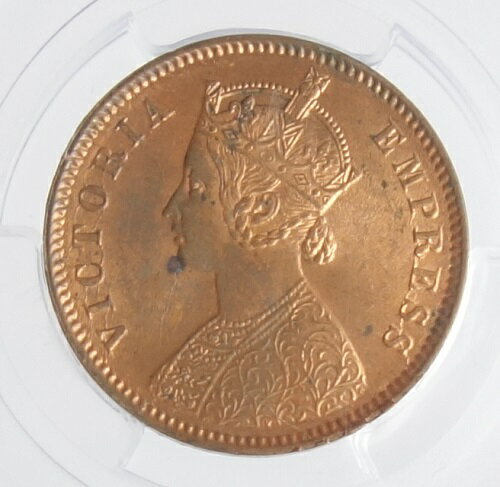英領インドビクトリア女王　1/4ANNA銅貨　1880年-C　PCGS鑑定【MS64RB】のサムネイル