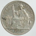 フランス領インドシナ貿易銀 1ピアストル銀貨1907年極美品