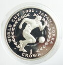 英領マン島 2002 WORLD CUP KOREA/JAPAN 日韓ワールドカップ 1CROWN プルーフカラー銀貨 2002年