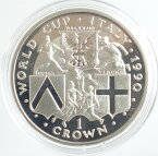 英領マン島 　1998 WORLD CUP ITALY イタリアワールドカップ　1CROWN　プルーフカラー銀貨　1990年