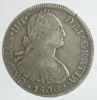 スペイン植民地　メキシコ　カルロス4世　8 LEALES銀貨　1808年‐FM　美品