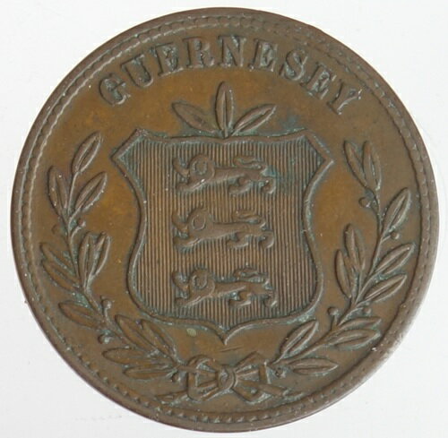 ガーンジー　8DOUBLES銅貨　1874年　極美品