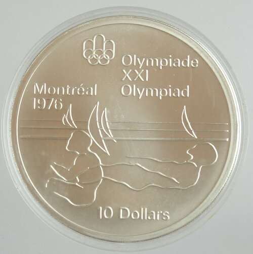 カナダ　モントリオール五輪1976　5次　10ドル銀貨　1975年未使用