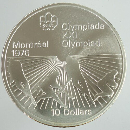 カナダモントリオール五輪1976 6次 ホッケー 10ドル銀貨 1976年未使用