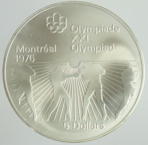 カナダ　モントリオール五輪1976　ボクシング　5ドル銀貨　1976年　未使用