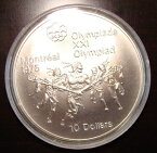 カナダモントリオール五輪1976☆ラクロス☆10ドル銀貨　1974年