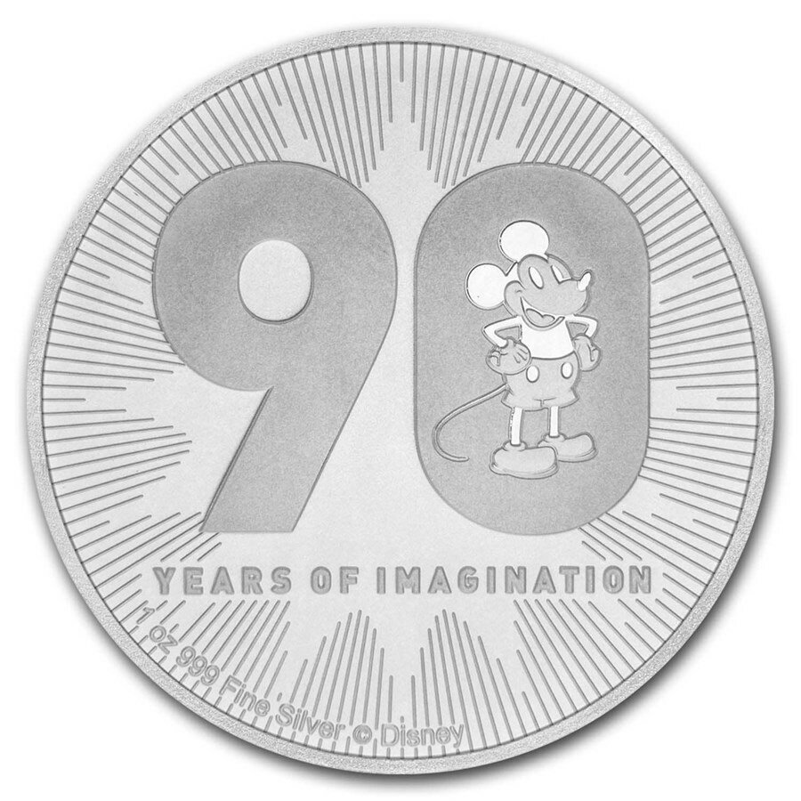 新作グッ 純銀コイン ミッキーマウス銀貨 1オンス 保証書付き 31.1g 