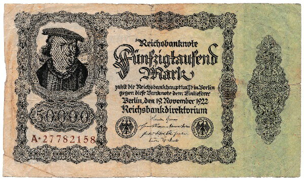 【インフレ紙幣】ドイツ　50000マルク紙幣　1922年 前期　並品