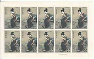 【切手シート】切手趣味週間 指(伊東深水)20円10面シート 昭和49年(1974)