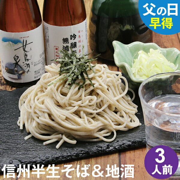 母の日 遅れてごめんね★父の日 ギフト プレゼント 高級 食べ物 蕎麦 そば【送料無料】信州半生そば3人前 地酒2本セット つゆ 海苔 七味唐辛子付き母の日ギフト 父の日ギフト プレゼント お取り寄せ グルメ ギフト 生そば 信州そば お祝い 内祝 誕生日 お返し