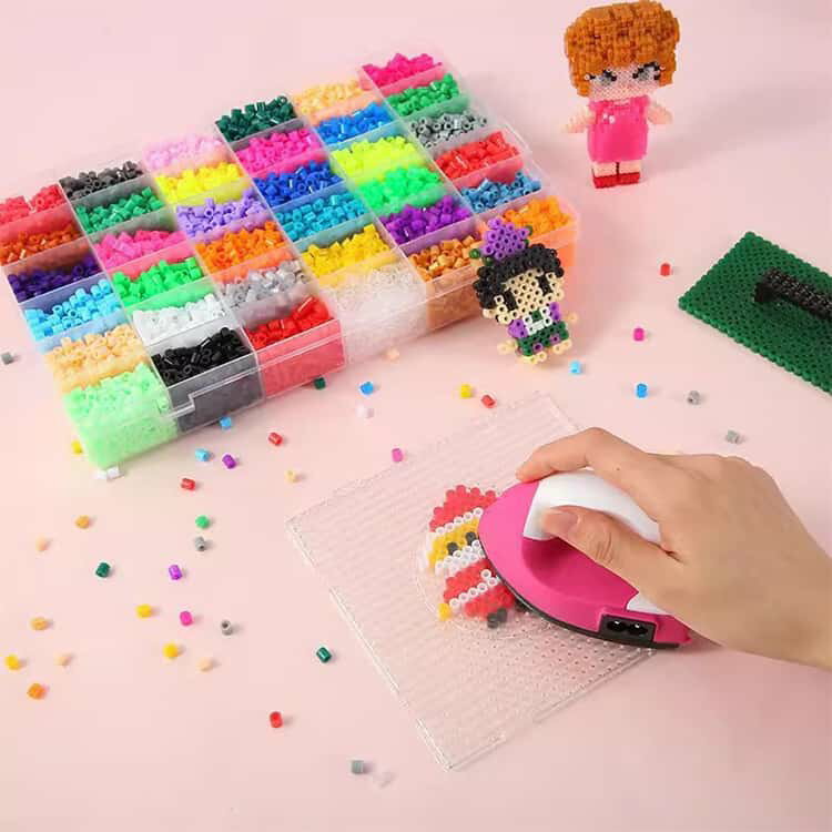 アイロンビーズセット 5mm 入門 女の子 子供 DIY アイロンビーズセット 手作り パーラービーズ キッズ 大人 初心者向け 選べる(24色/48色/72色) 知育玩具 ハンドメイド 親子クラフト カラフル プレゼント 3