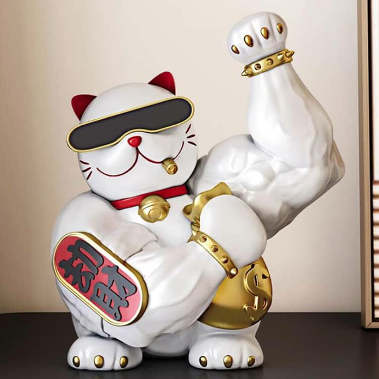 置物 きんにく 玄関 筋肉 まねき猫 貯金箱 ゴールド BIG 白 インテリア ネコ ねこ 大きい 置物 風水 キャット お金 ホワイト オブジェ まねきねこ マッスル ジャイアントアーム サングラス 飾り 金 招き猫 財運 金運 引っ越し祝い 新築祝い プレゼント ギフト [3]