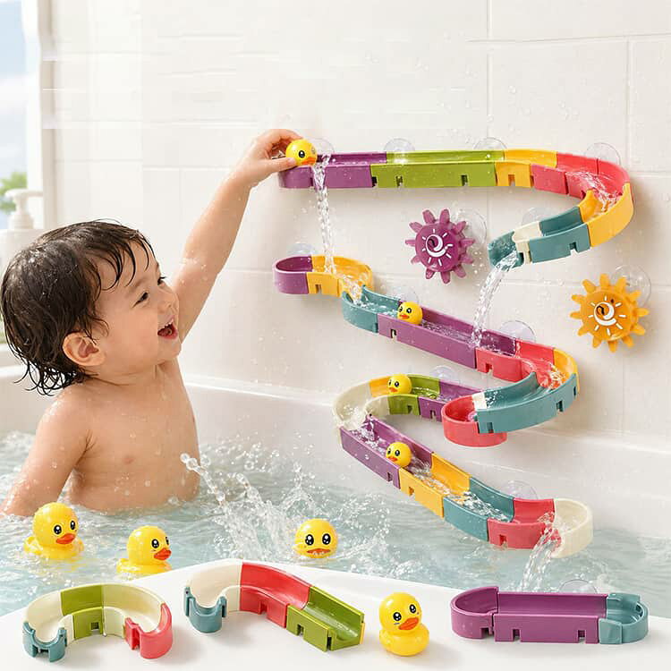 知育玩具 シャワーおもちゃ お風呂おもちゃ 0歳 組み立てレール 赤ちゃん 4歳 水遊...