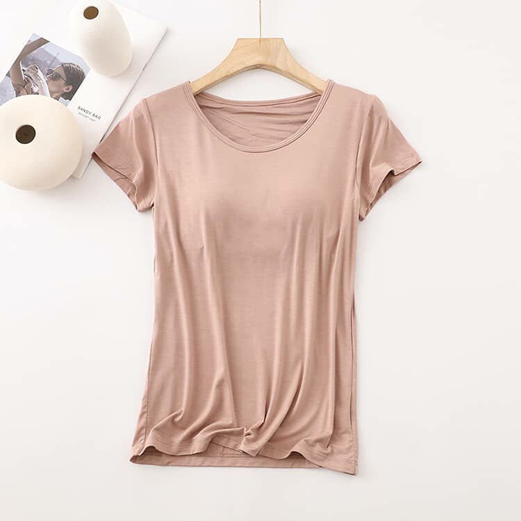 ブラトップ ブラ レディース 半袖 パッド付きTシャツ 締め付けない 涼しい ひんや...