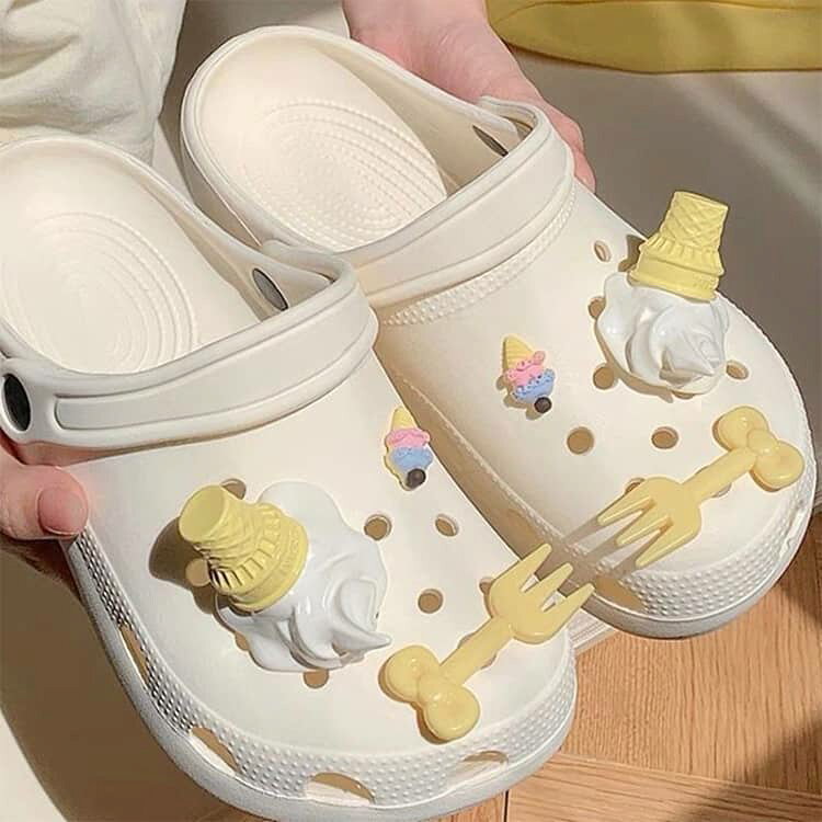 熊 サマー かわいい アイスクリーム 氷 フォーク サマー シューズアクセサリー 靴...