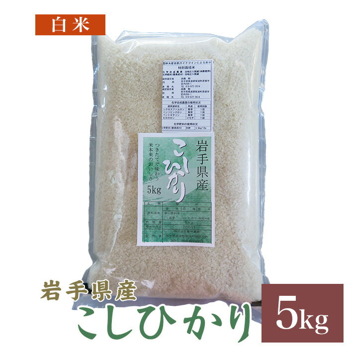 岩手県産 コシヒカリ 白米 5kg 送料無料 令和4年産お米 おこめ 米 5キロ 米...