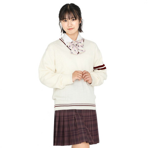 スクールリボン パステルピンク×クリーム ロイヤルクレスト【日本製】KRR44 KURI-ORI【クリオリ】オリジナルリボンタイ A型 制服リボン　成型ワンタッチ アジャスターで首周長さ調整　 通学 式服 学生フォーマル エンブレム柄