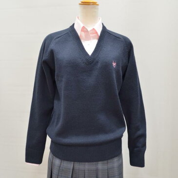 【SALE!!40%OFF!!】トンボ学生服【OLIVE des OLIVE school】女子用アクリル×ウール セーター・6ゲージ厚手タイプサイズS・Lネイビー×ピンククラウンマーク JN713-88オリーブ デ オリーブ スクール オリオリ【セール】
