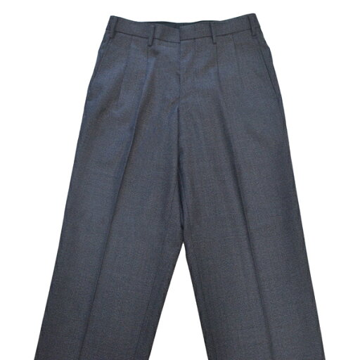 【在庫処分品】制服冬スラックス グレー系ミニチェックズボン ビジネスにも シングル裾上げ無料!【日本製】家庭洗濯OK ツータックチェックパンツ ウエスト76cmのみ F101