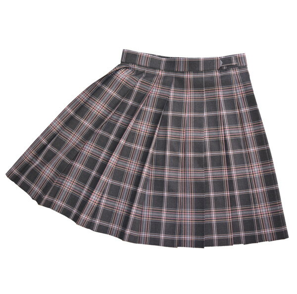 夏制服スカート【グレー×ピンクオレンジチェック】ウエスト60・63・66・69・72大きいサイズ75・80・85・90・95・100cm丈42・48・51・54【日本製】車ひだスクールスカート プリーツスカート チェックサマースカート 式服 自由制服KURI-ORI【クリオリ】SKR202