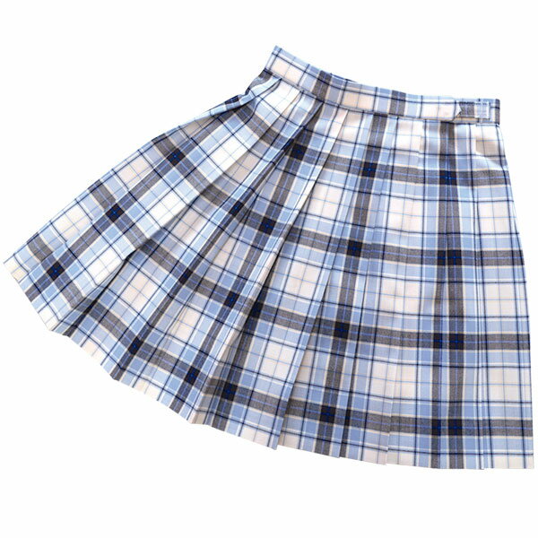 夏制服スカート【白サックス青チェック】ウエスト60・63・66・69・72大きいサイズ75・80・8