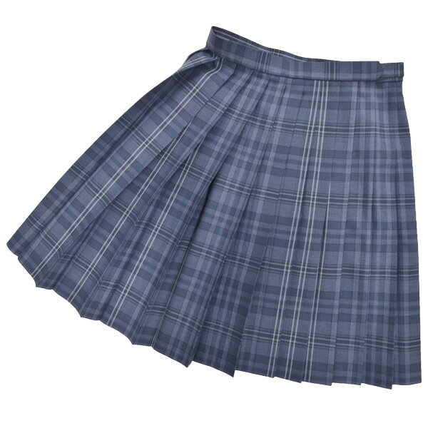 夏制服スカート【ブルーグレータータンチェック】ウエスト60・63・66・69・72大きいサイズ75・80・85cm丈48・54・57【日本製】ウォッシャブル車ひだスクールスカート プリーツスカート グレーチェックサマースカート 式服 自由制服KURI-ORI【クリオリ】SKR446