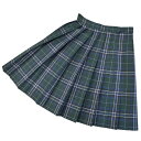 夏制服スカート【ダークグリーン×ブルーチェック】ウエスト60・63・66・69・72大きいサイズ75・80・85cm丈48・54【日本製】ウォッシャブル 車ひだ...