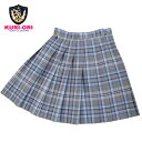 冬制服スカート【ライトグレー×サックスタータンチェック】ウエスト60-85cm丈42・48・54・57・ロング丈66【日本製】チェックスカート プリーツスカート車ひだスカート スクールスカート 式服 自由制服 春秋冬スリーシーズンKURI-ORI【クリオリ】WKR409