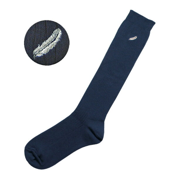 女子用ハイソックス紺・グレー 28・32cm丈【日本製】羽マークワンポイントサイズ21-23cm・23-25cm　KRS32スクールソックス 丈夫 中学 高校 通学 学生 式服 式典 正装 靴下単品 KURI-ORI クリオリ