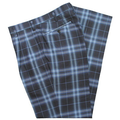 【40%OFF 】冬制服スラックス【濃紺×水色タータンチェック】サイズ豊富!ウエストW61〜105cm【日本製】ツータックスリム ウォッシャブル 制服ズボン チェックパンツ 男女兼用 式服 自由制服 春秋冬スリーシーズンKURI-ORI【クリオリ】 WKRB316S2