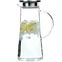 【1500ML】ガラスポット 1.5リットル 耐熱 直火可 冷蔵庫 水出し 茶ポット ガラスピッチャー ステンレス 茶こし付きジャグ(3)